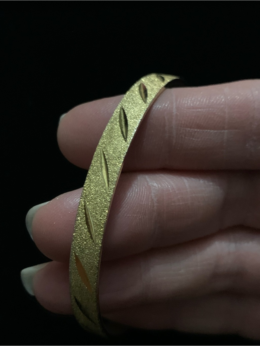Vintage Monet Gold-Tone Leaf Cutout Textured Bangle Bracelet